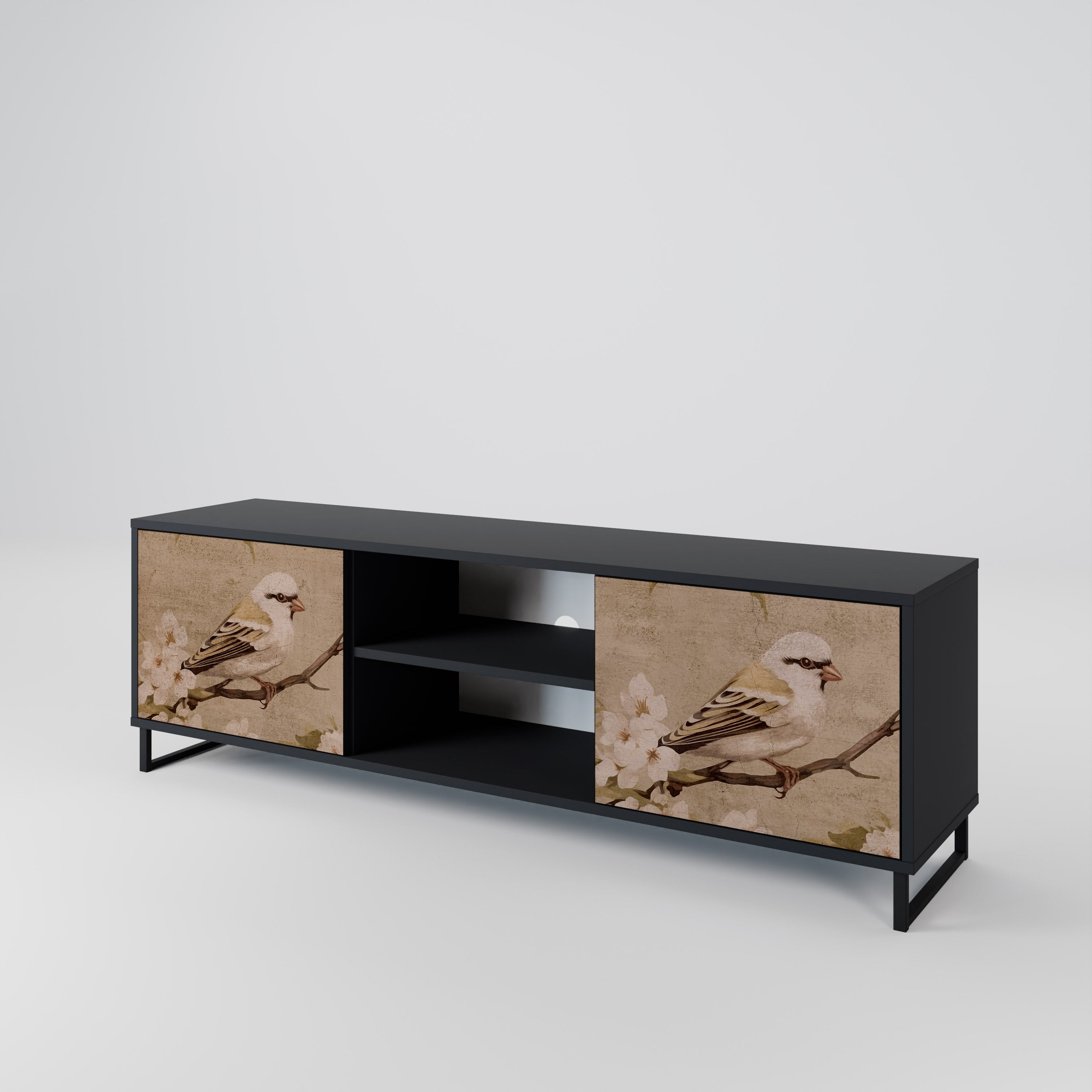Mueble de TV de 2 puertas PETAL DISTINGUISH en acabado negro