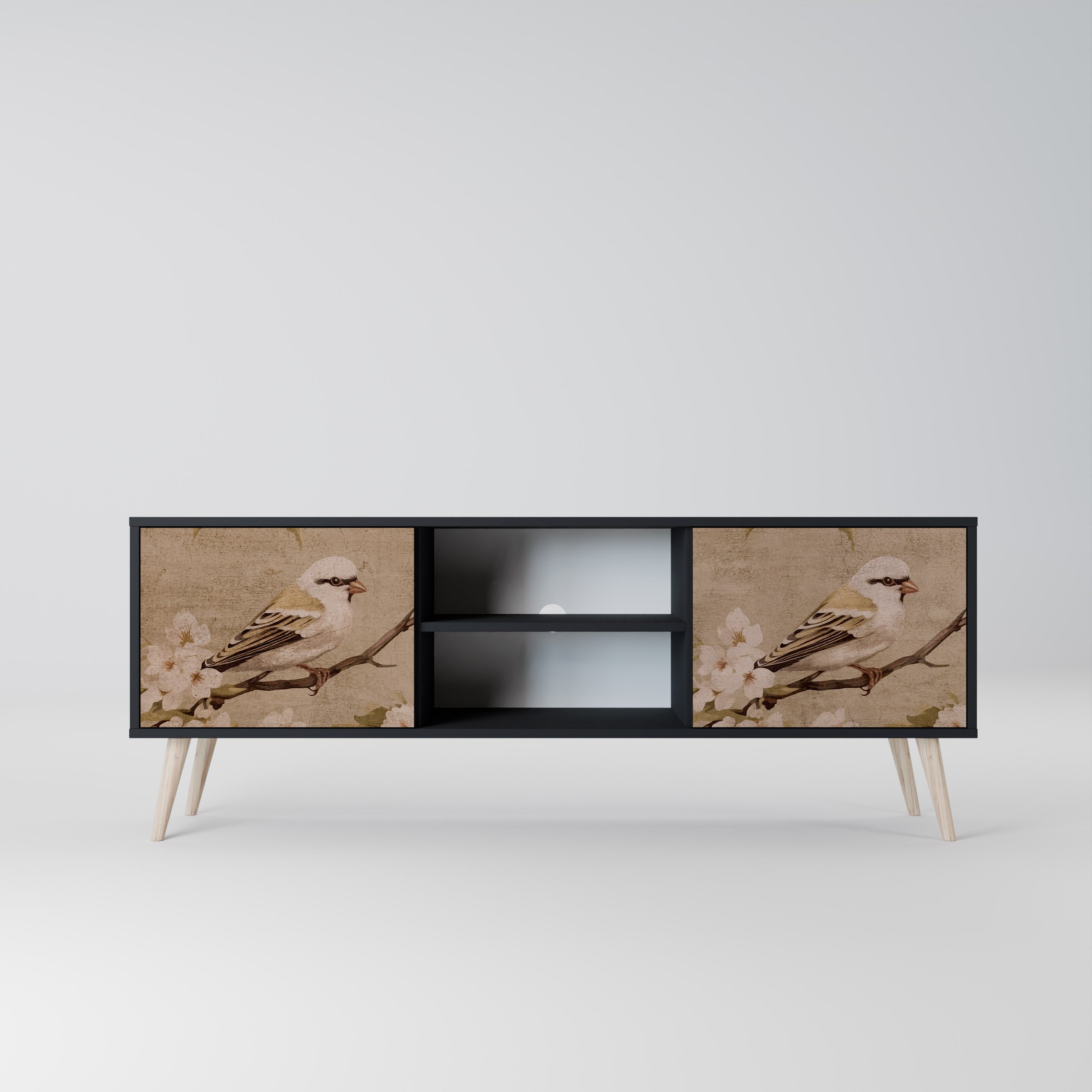 Mueble de TV de 2 puertas PETAL DISTINGUISH en acabado negro
