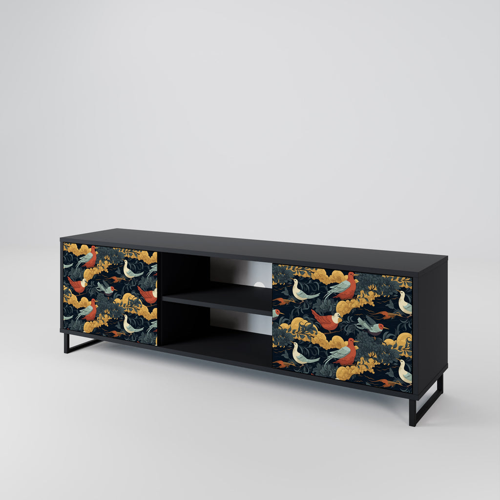 Mueble de TV de 2 puertas FOWLY DAZE con acabado negro