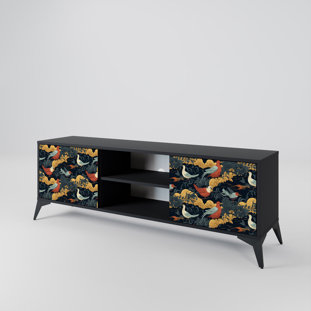 Mueble de TV de 2 puertas FOWLY DAZE con acabado negro