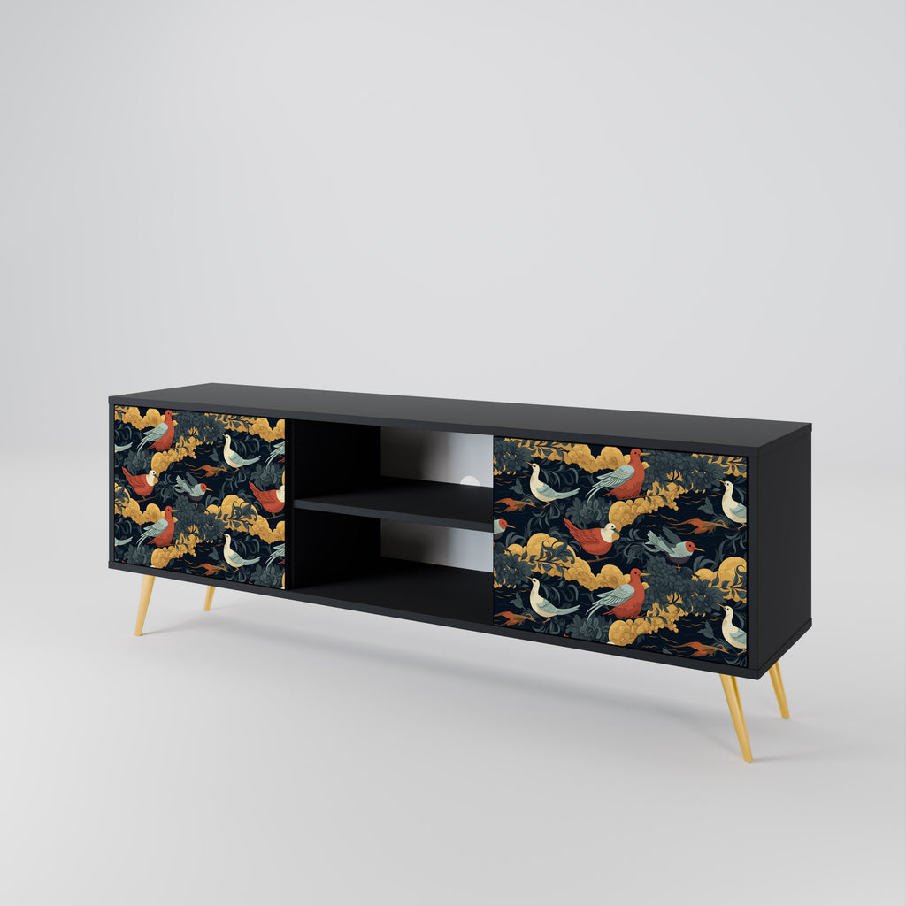 Mueble de TV de 2 puertas FOWLY DAZE con acabado negro