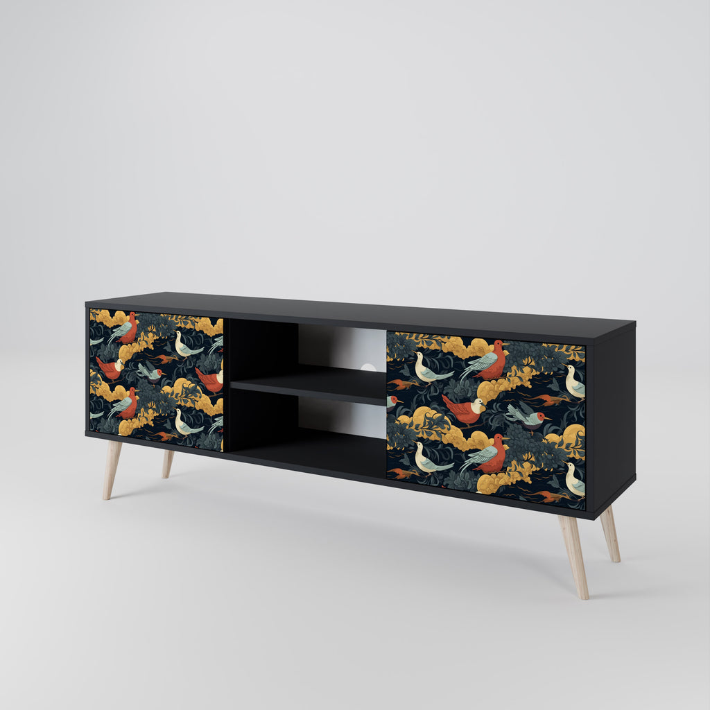 Mueble de TV de 2 puertas FOWLY DAZE con acabado negro