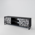 CHARCOAL SPROUT Mueble de TV de 2 Puertas en Acabado Negro