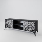 CHARCOAL SPROUT Mueble de TV de 2 Puertas en Acabado Negro
