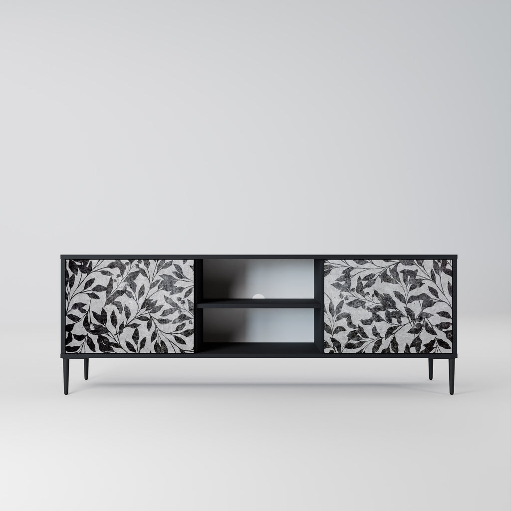 Mueble de TV de 2 puertas CHARCOAL SPROUT con acabado negro