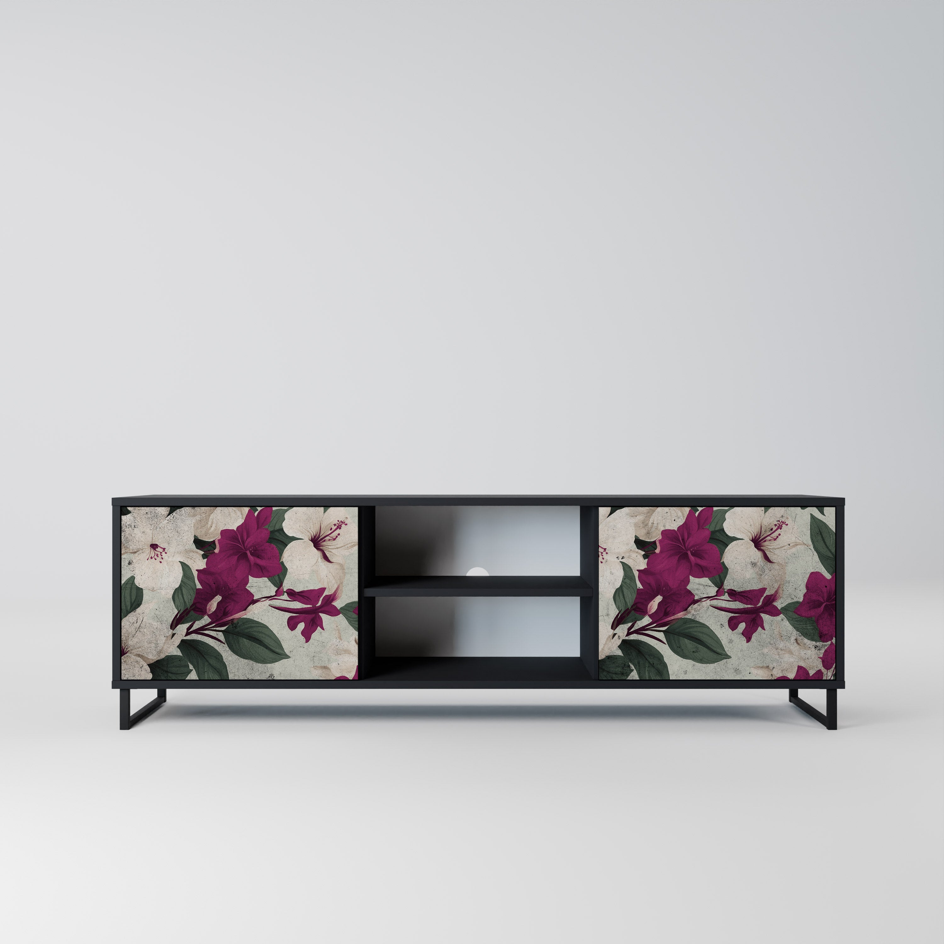 Mueble de TV de 2 puertas FLOWERET DREAM en acabado negro