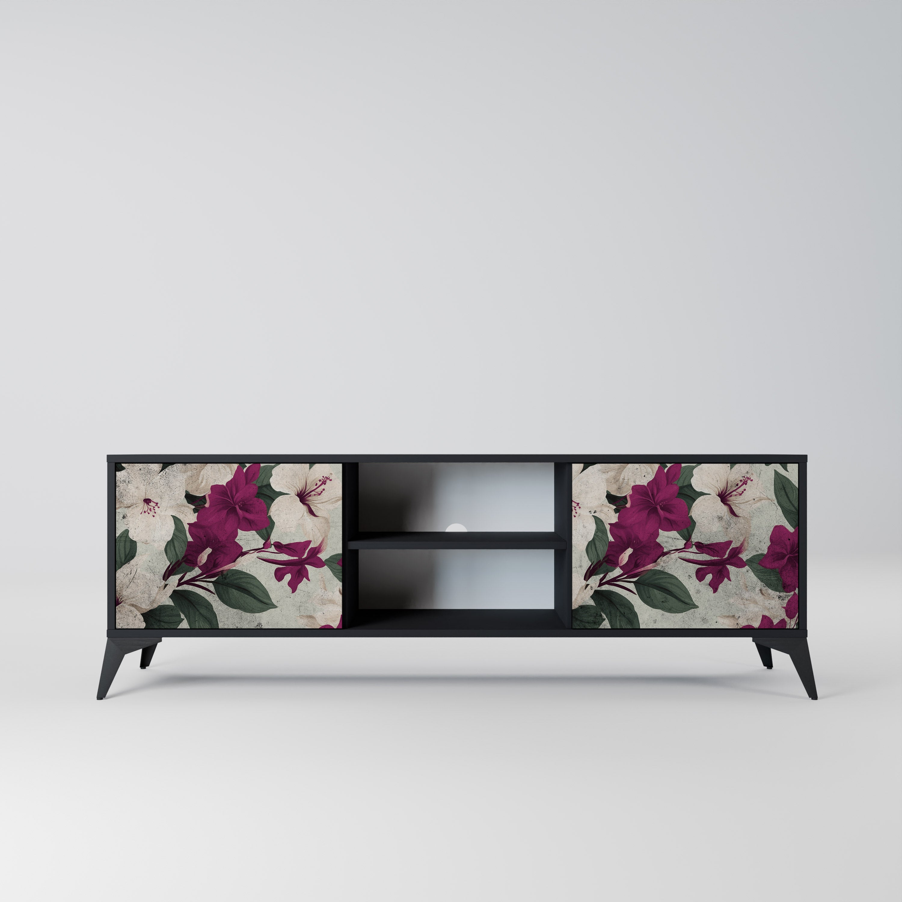 Mueble de TV de 2 puertas FLOWERET DREAM en acabado negro