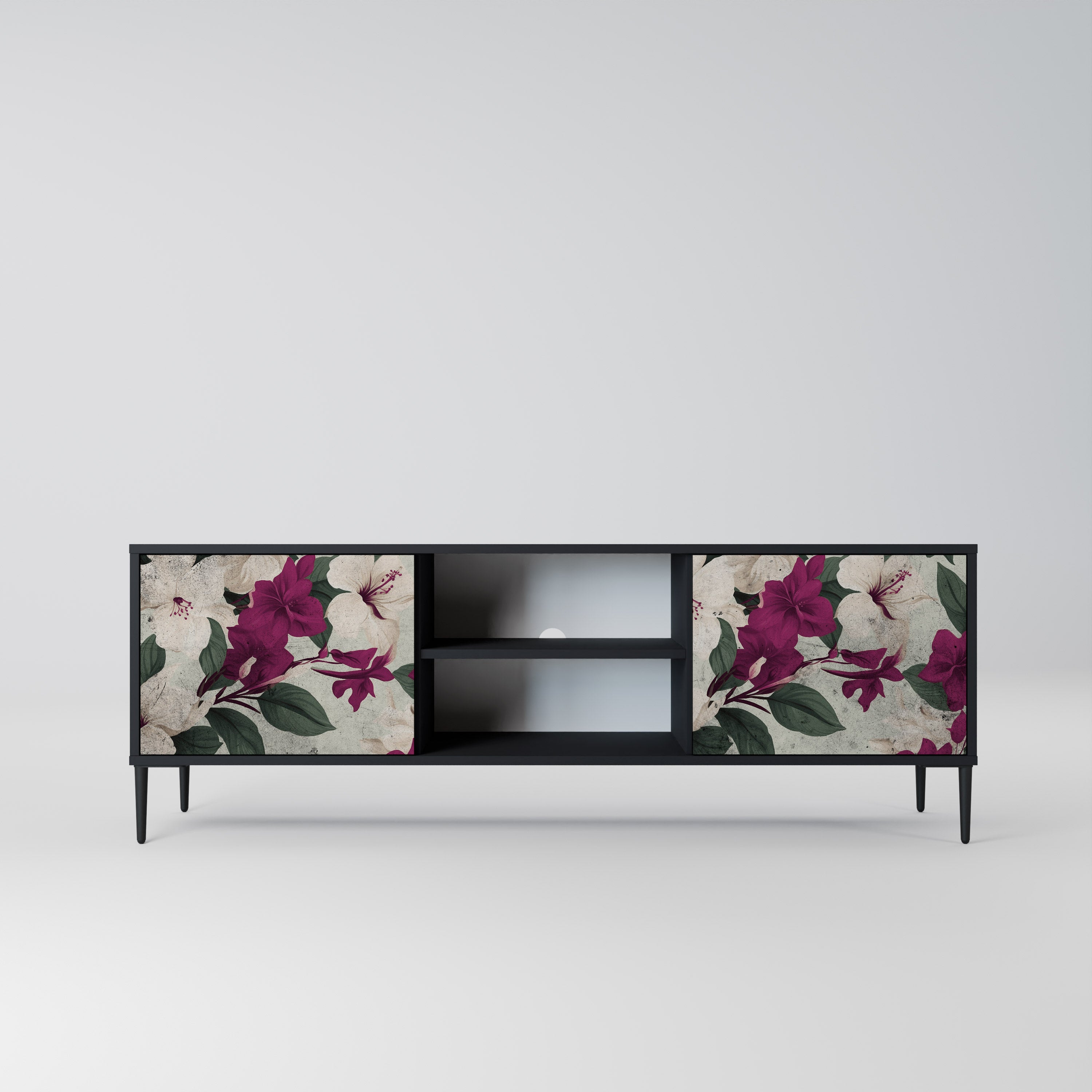 Mueble de TV de 2 puertas FLOWERET DREAM en acabado negro