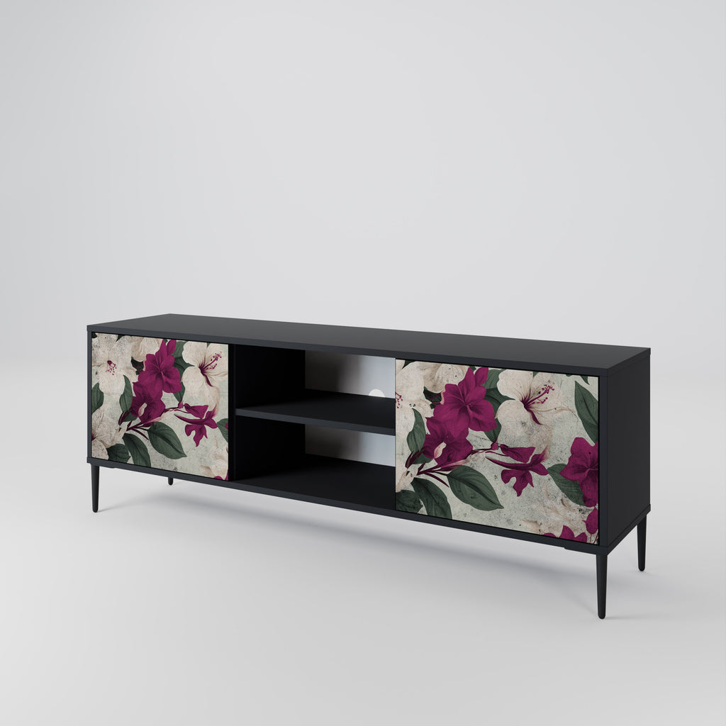 Mueble de TV de 2 puertas FLOWERET DREAM en acabado negro