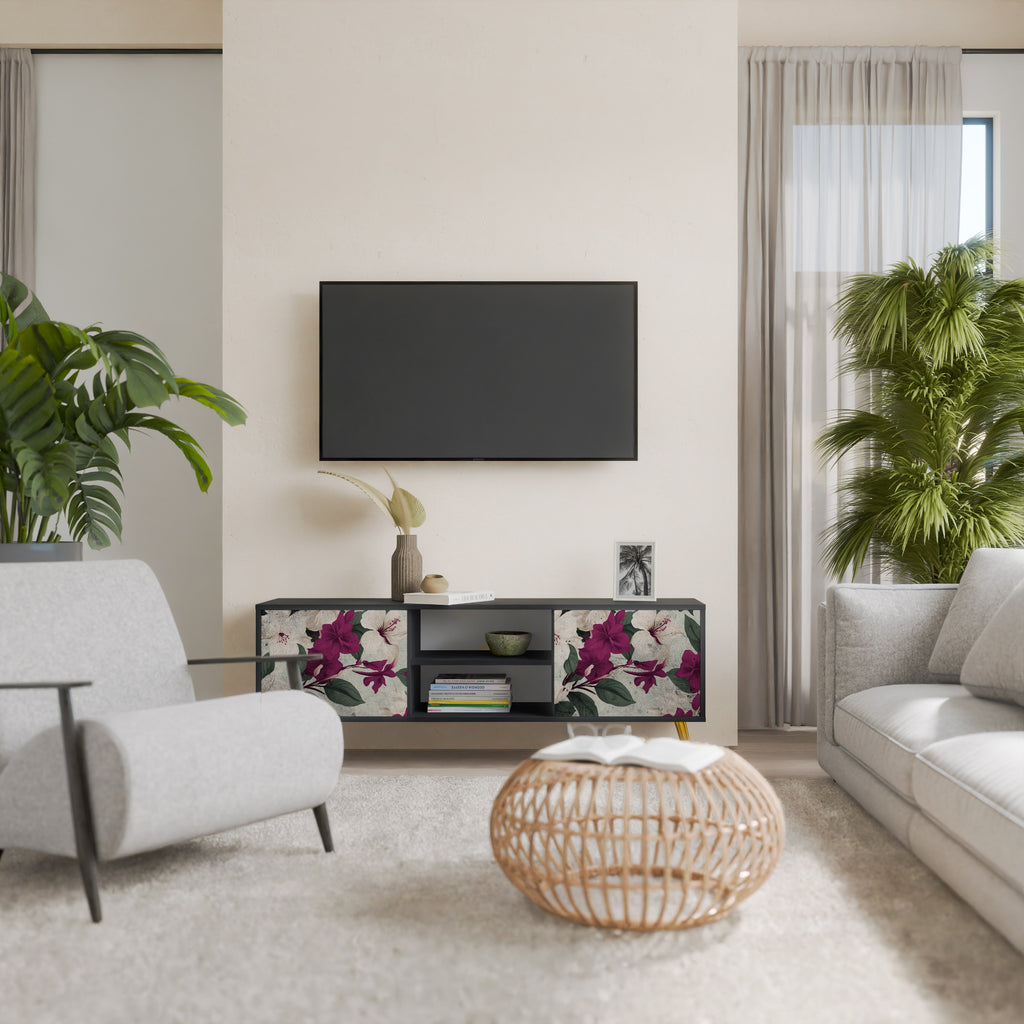 Mueble de TV de 2 puertas FLOWERET DREAM en acabado negro
