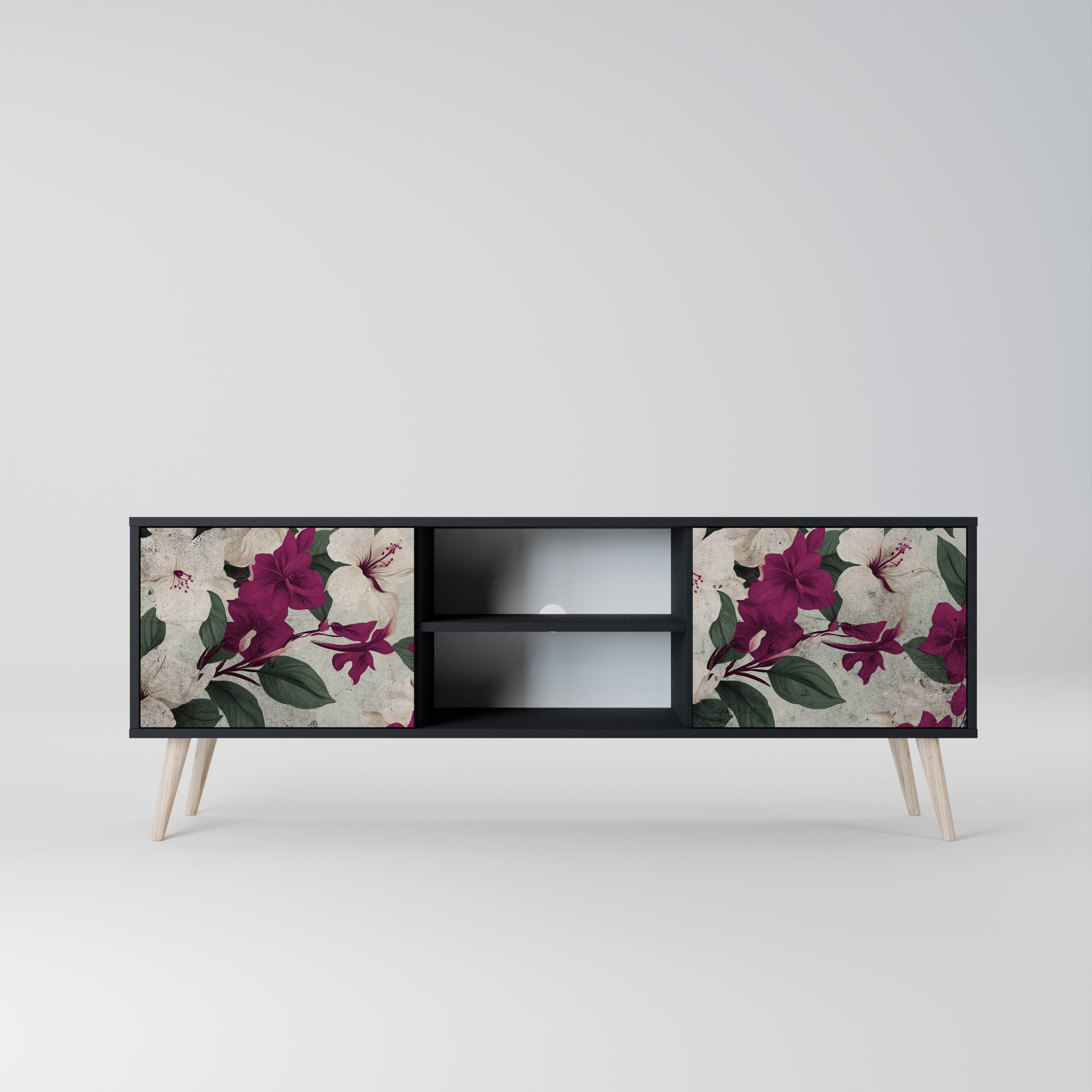 Mueble de TV de 2 puertas FLOWERET DREAM en acabado negro
