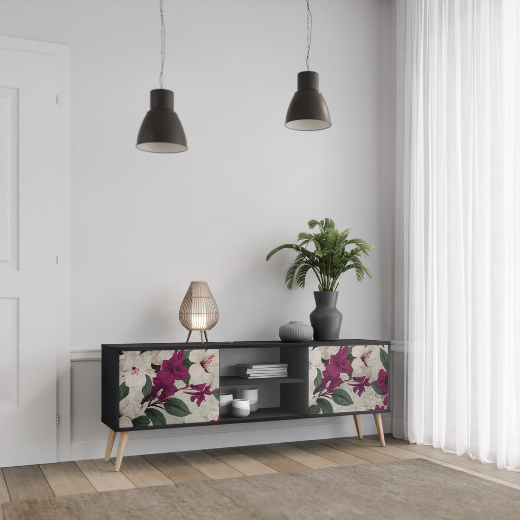 Mueble de TV de 2 puertas FLOWERET DREAM en acabado negro