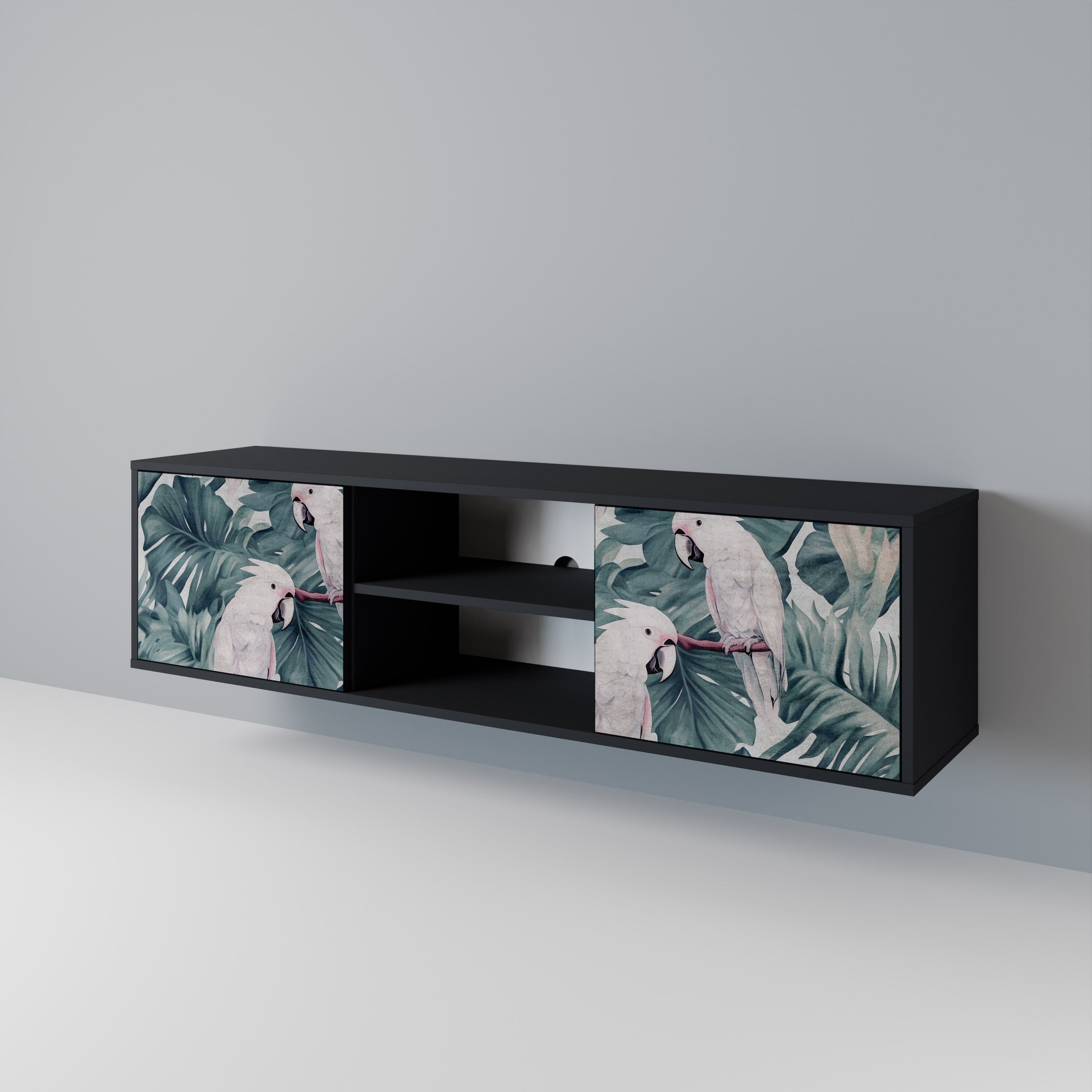 Mueble de TV POPINJAY LOOK de 2 puertas con acabado negro