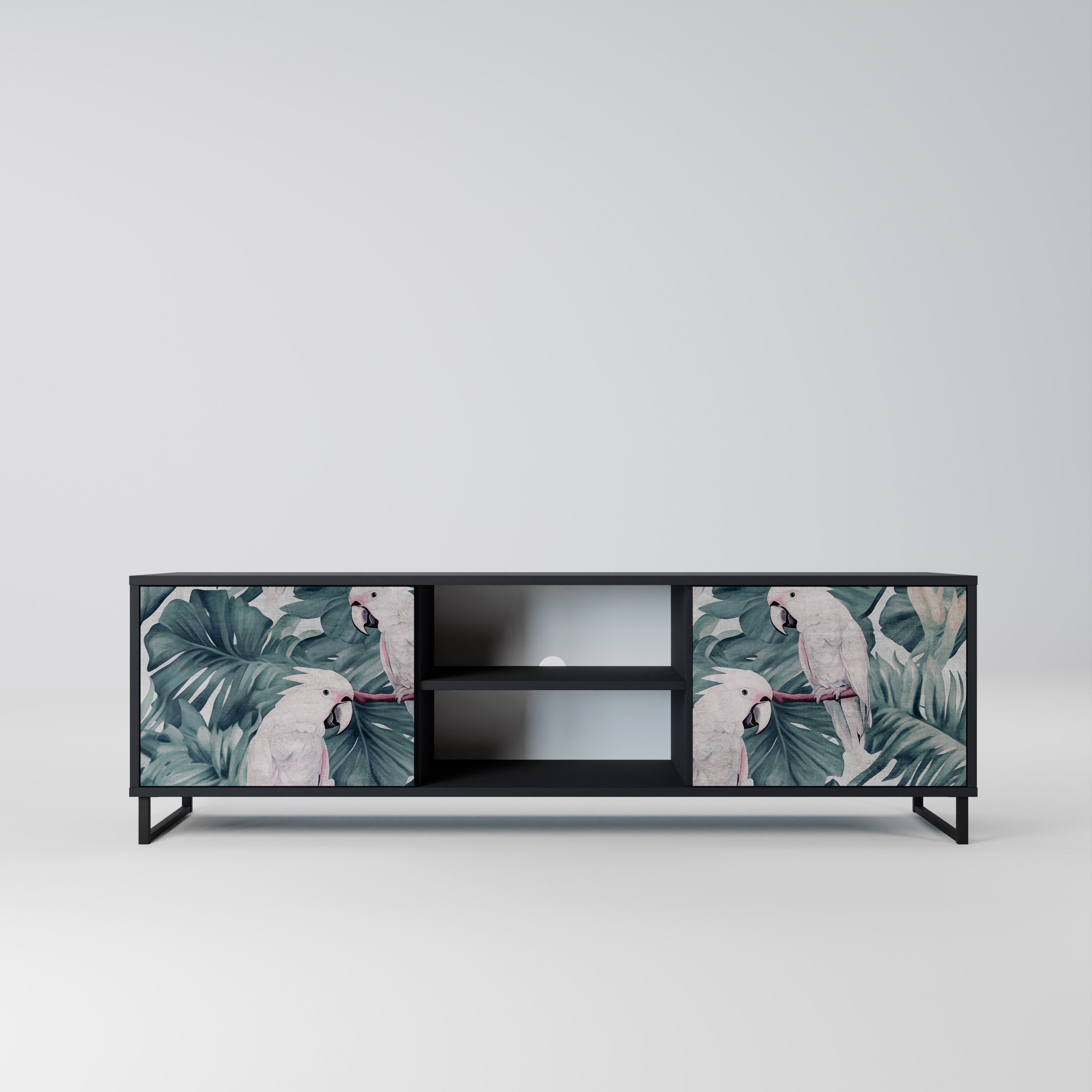 Mueble de TV POPINJAY LOOK de 2 puertas con acabado negro