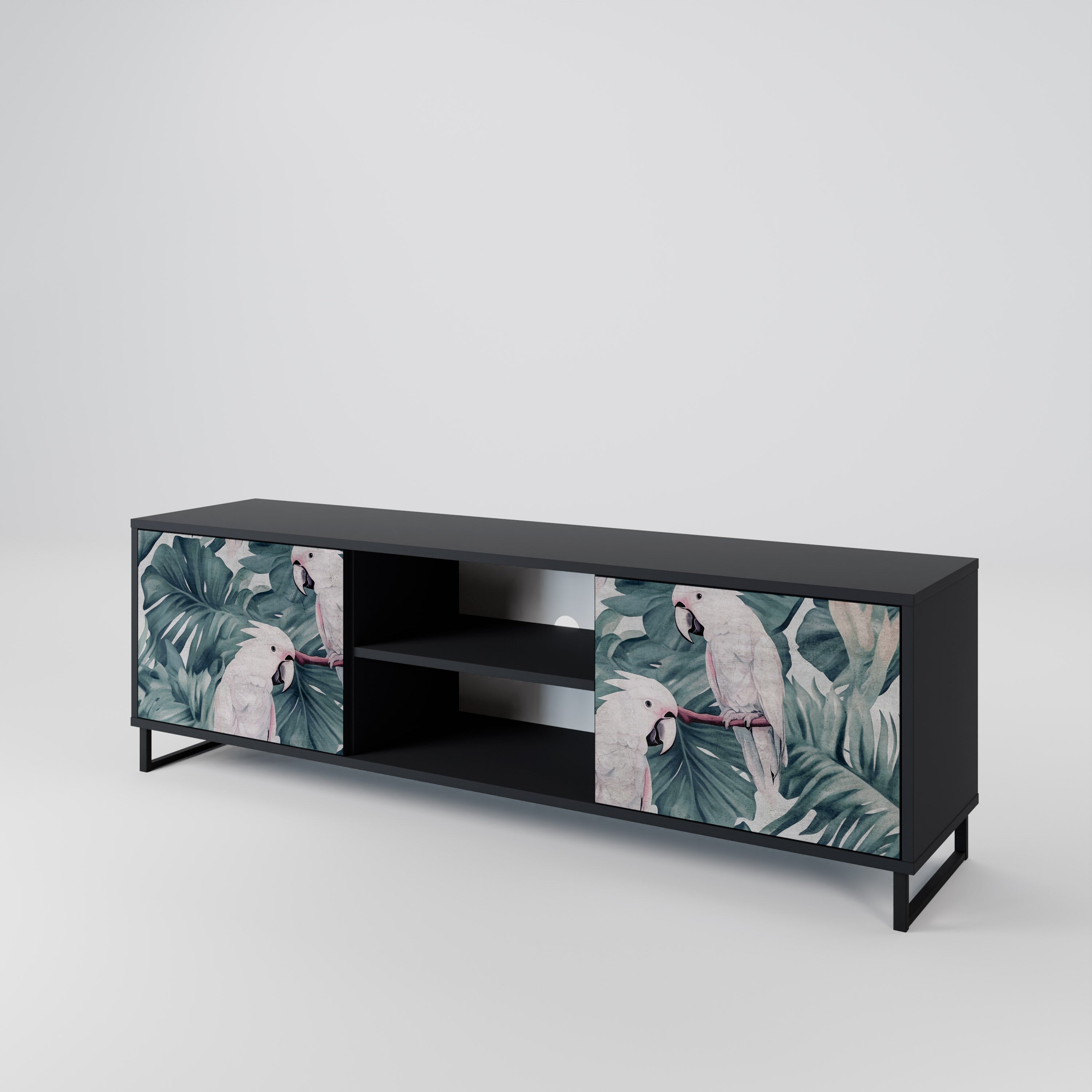 Mueble de TV POPINJAY LOOK de 2 puertas con acabado negro