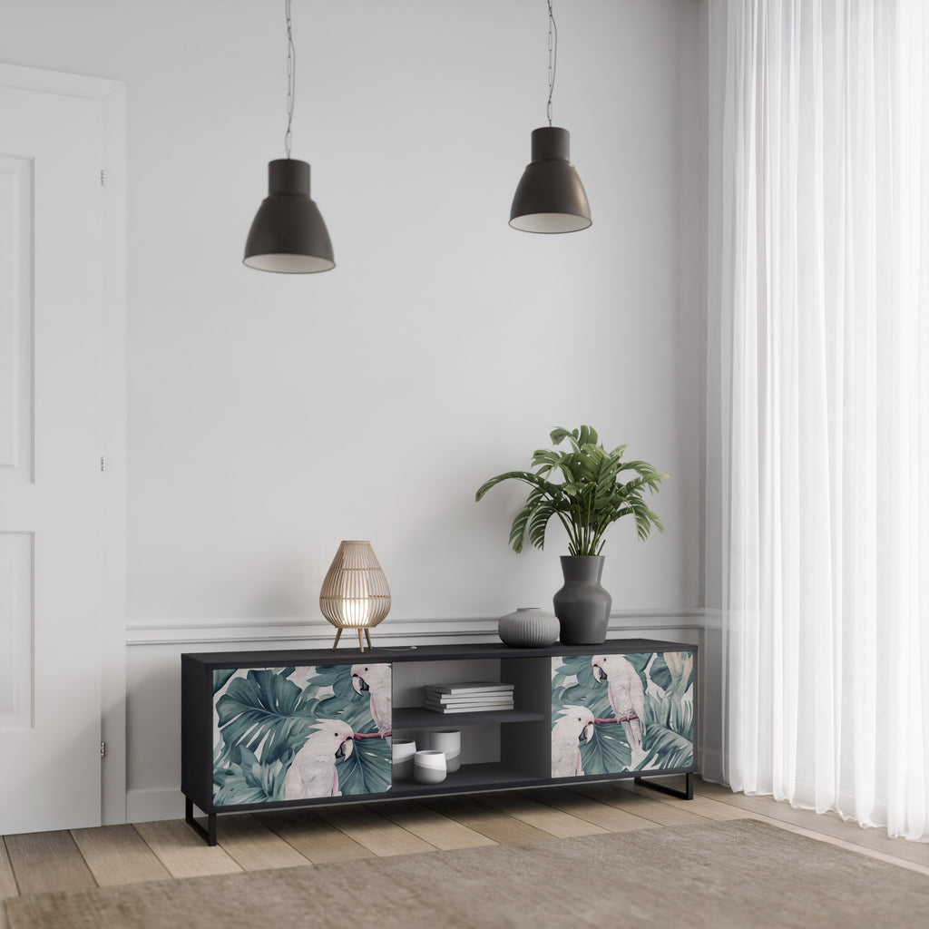 Mueble de TV POPINJAY LOOK de 2 puertas con acabado negro