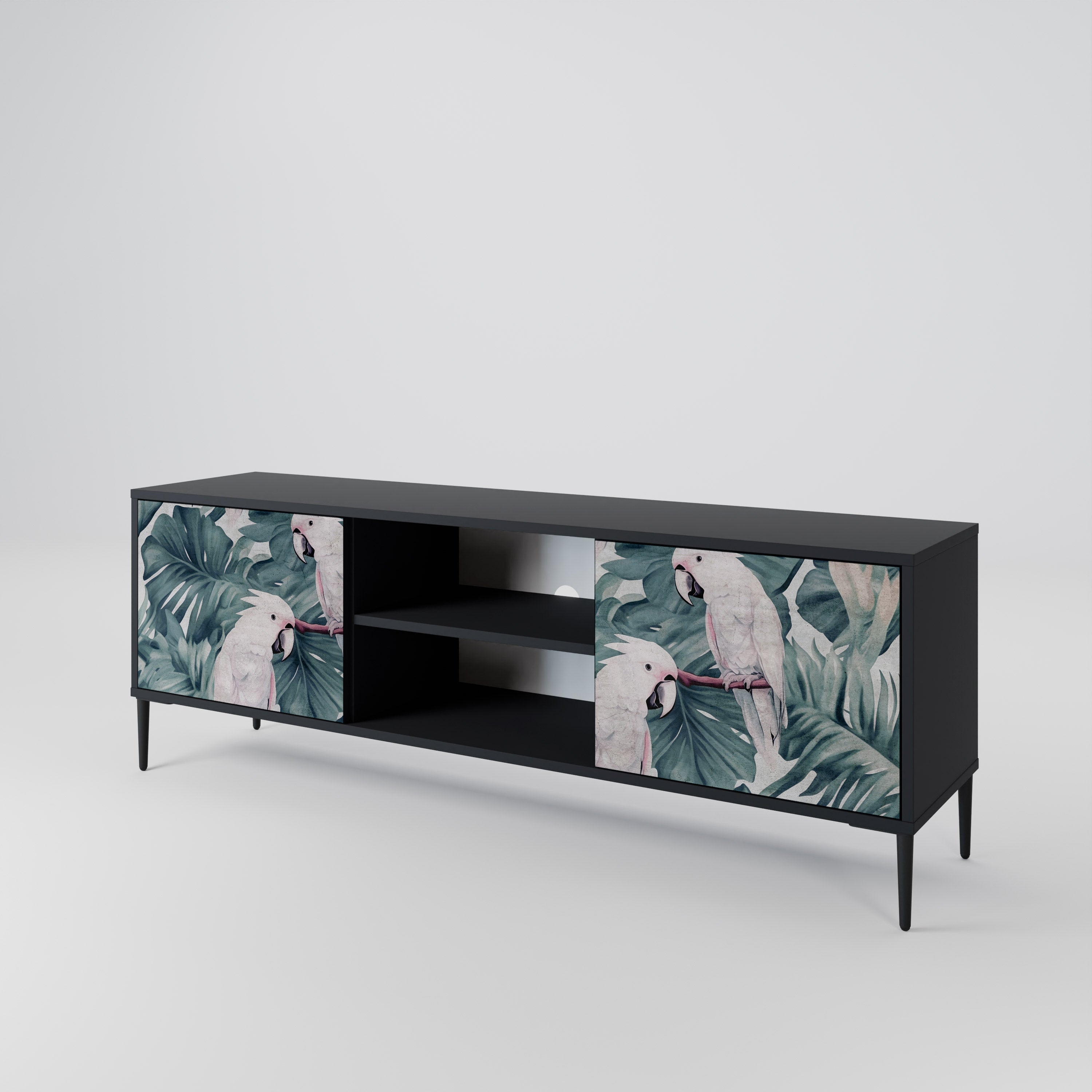 Mueble de TV POPINJAY LOOK de 2 puertas con acabado negro