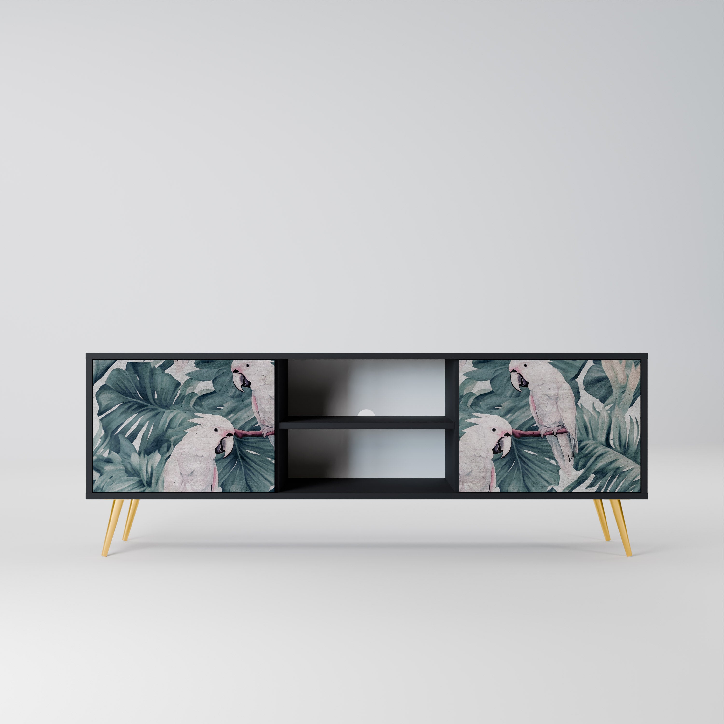 Mueble de TV POPINJAY LOOK de 2 puertas con acabado negro