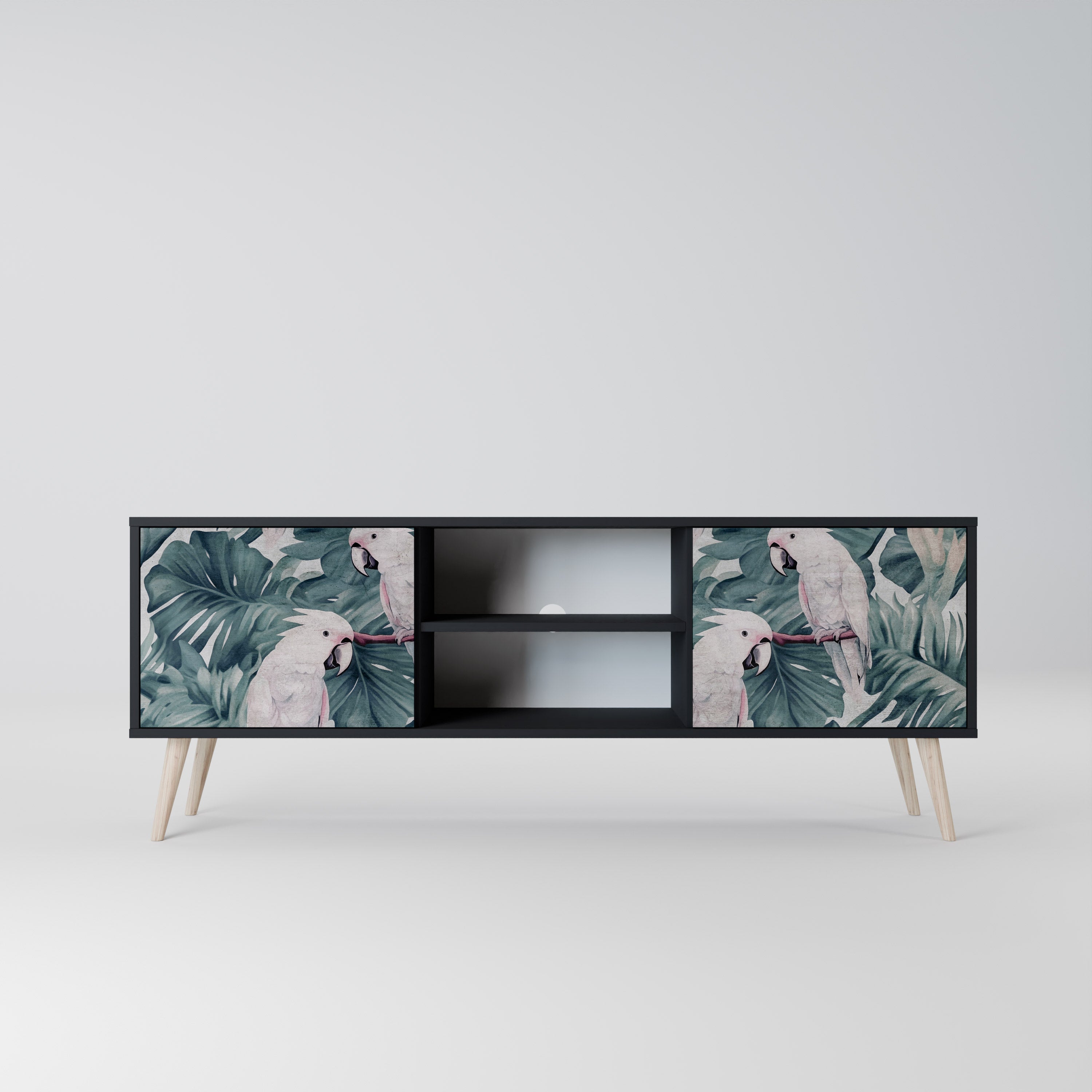 Mueble de TV POPINJAY LOOK de 2 puertas con acabado negro