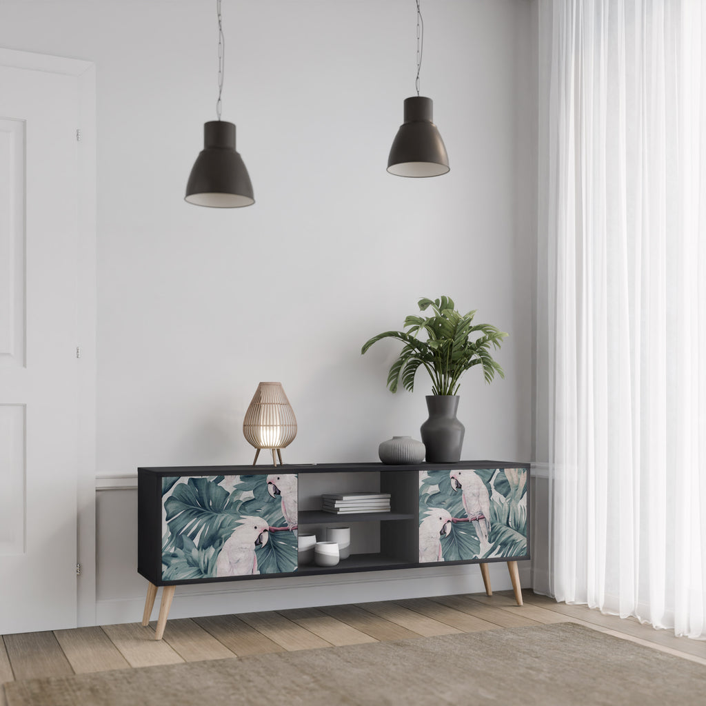 Mueble de TV POPINJAY LOOK de 2 puertas con acabado negro