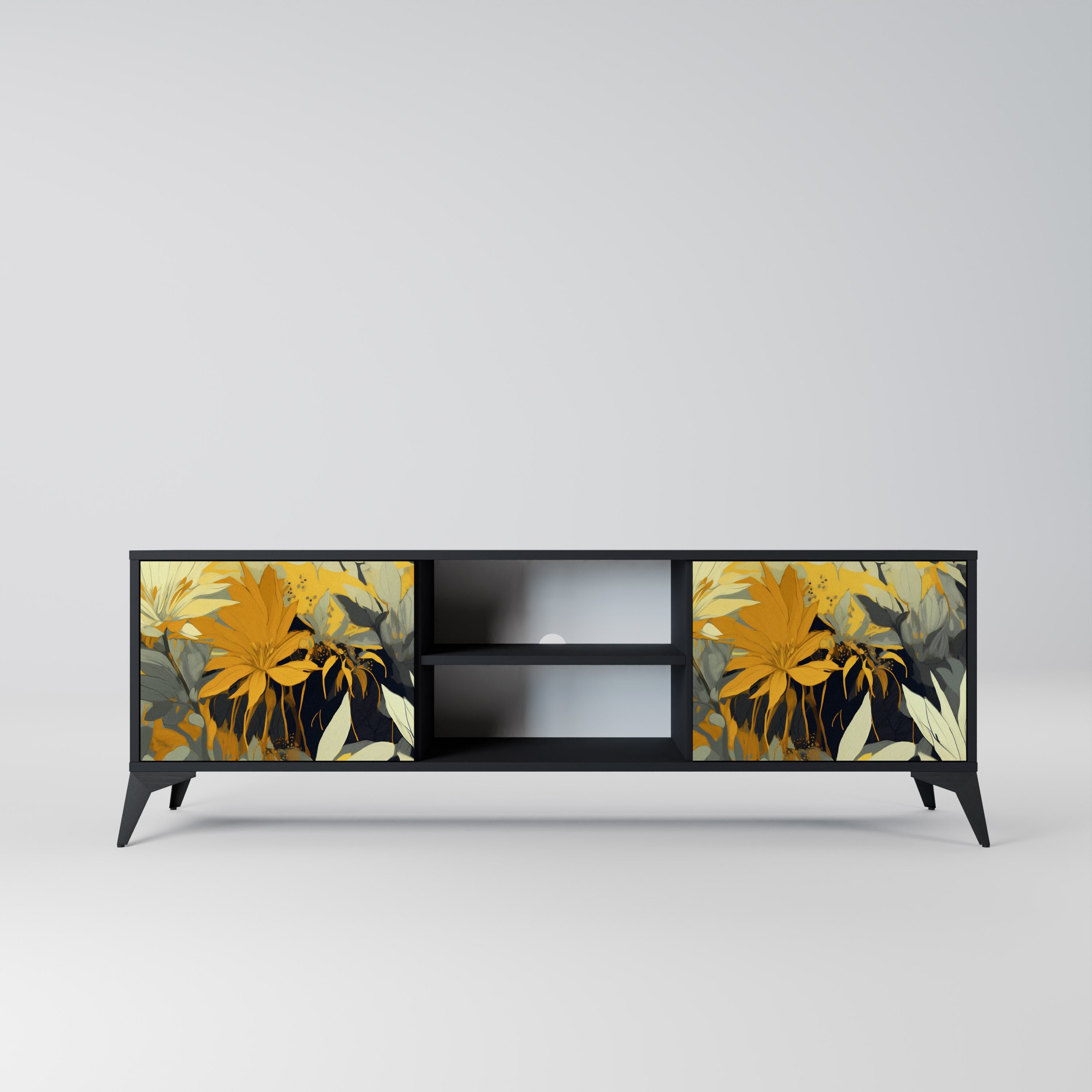 Mueble de TV de 2 puertas SUNKISSED LILY en acabado negro