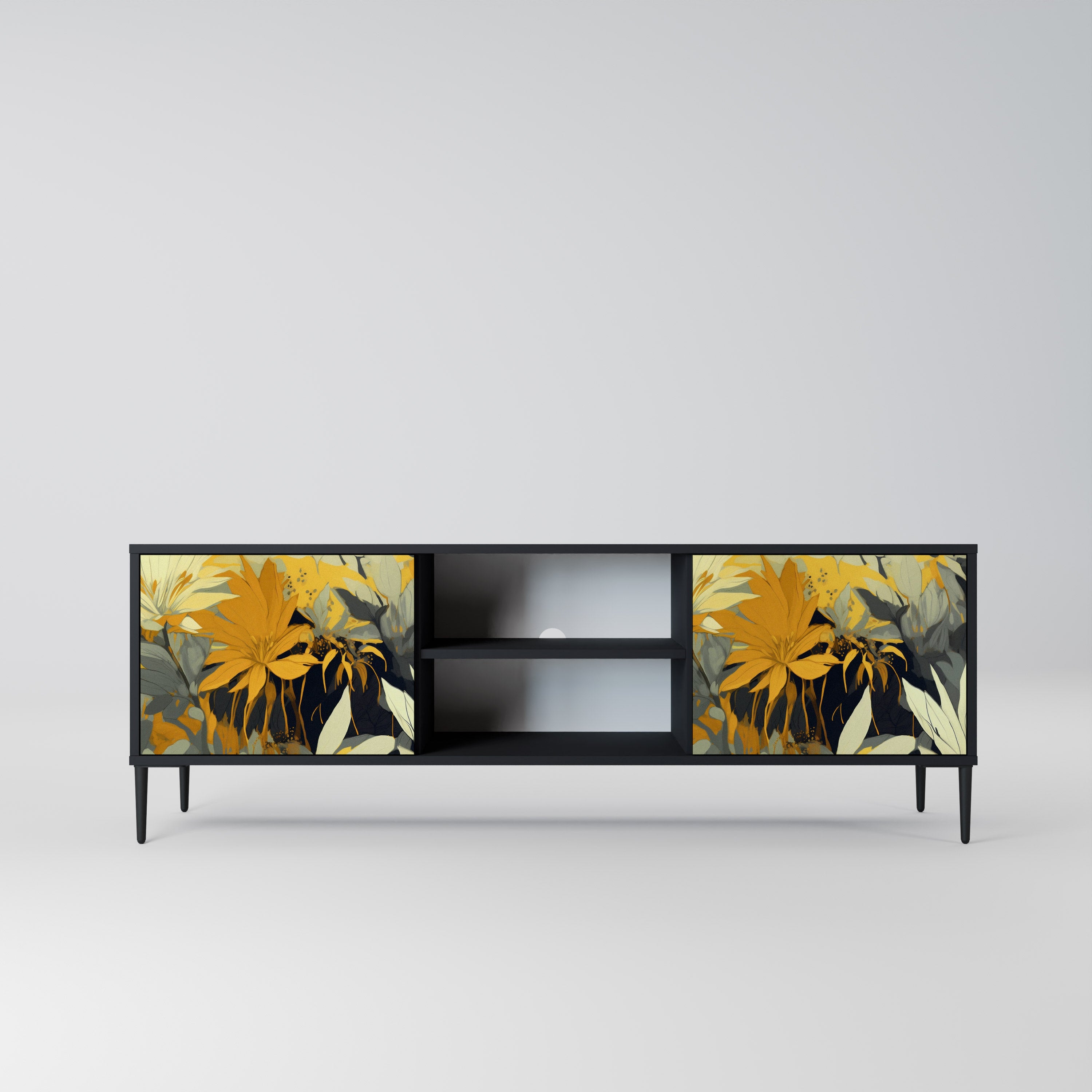 Mueble de TV de 2 puertas SUNKISSED LILY en acabado negro
