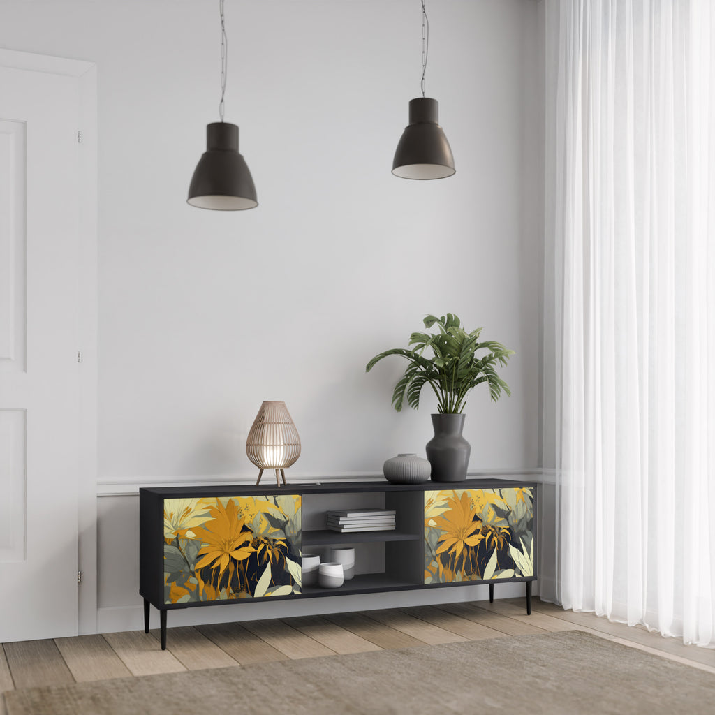 Mueble de TV de 2 puertas SUNKISSED LILY en acabado negro