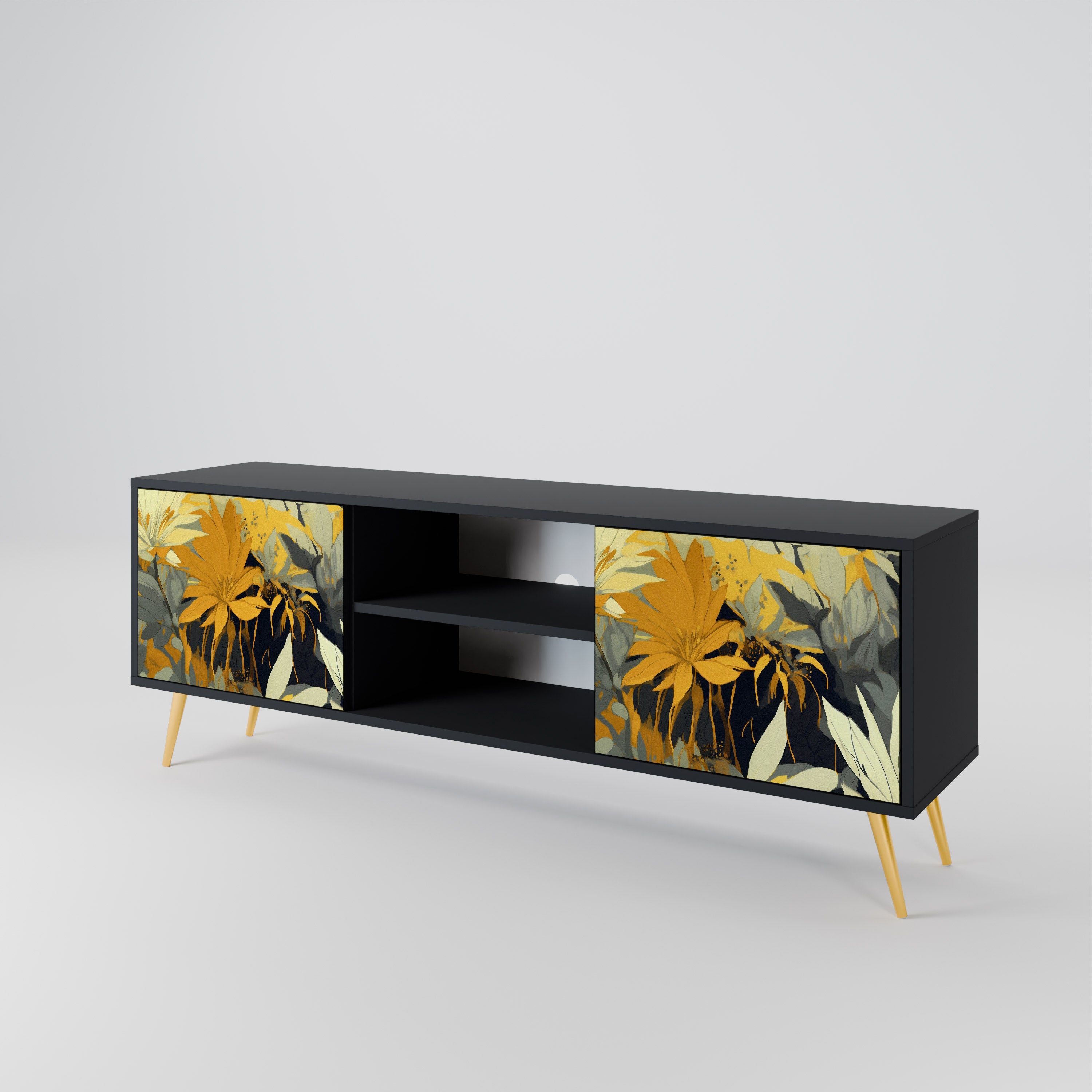 Mueble de TV de 2 puertas SUNKISSED LILY en acabado negro