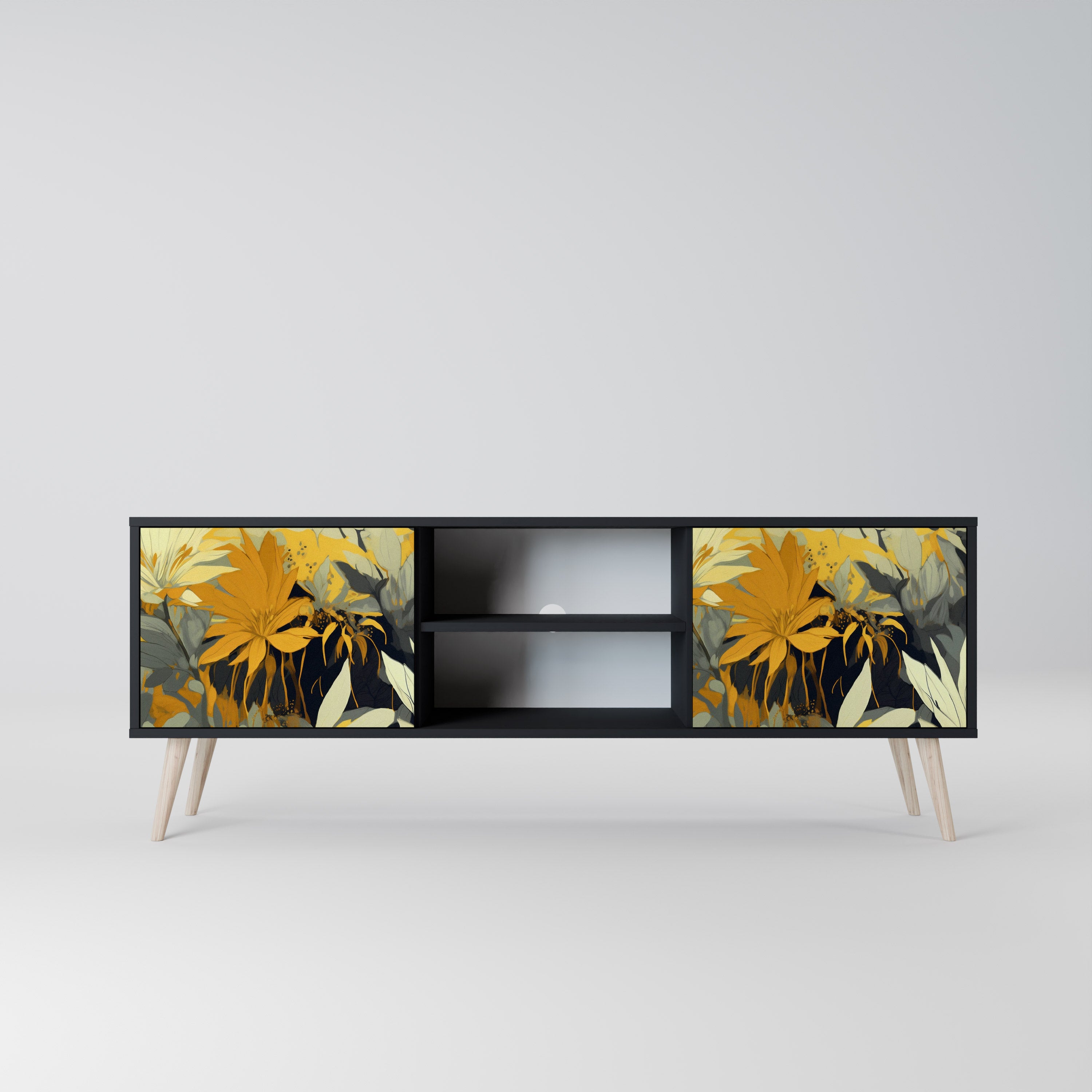 Mueble de TV de 2 puertas SUNKISSED LILY en acabado negro