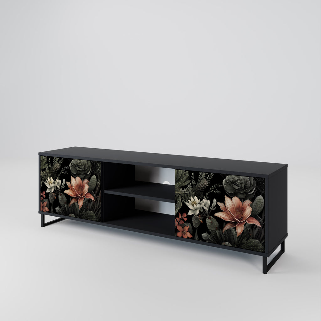 Mueble de TV SECRET VERDURE de 2 puertas con acabado negro