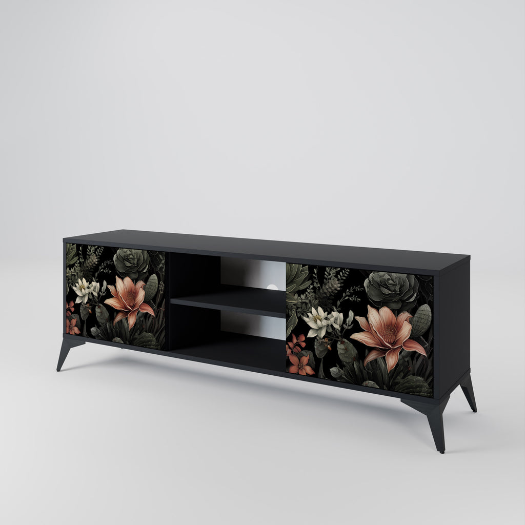 Mueble de TV SECRET VERDURE de 2 puertas con acabado negro