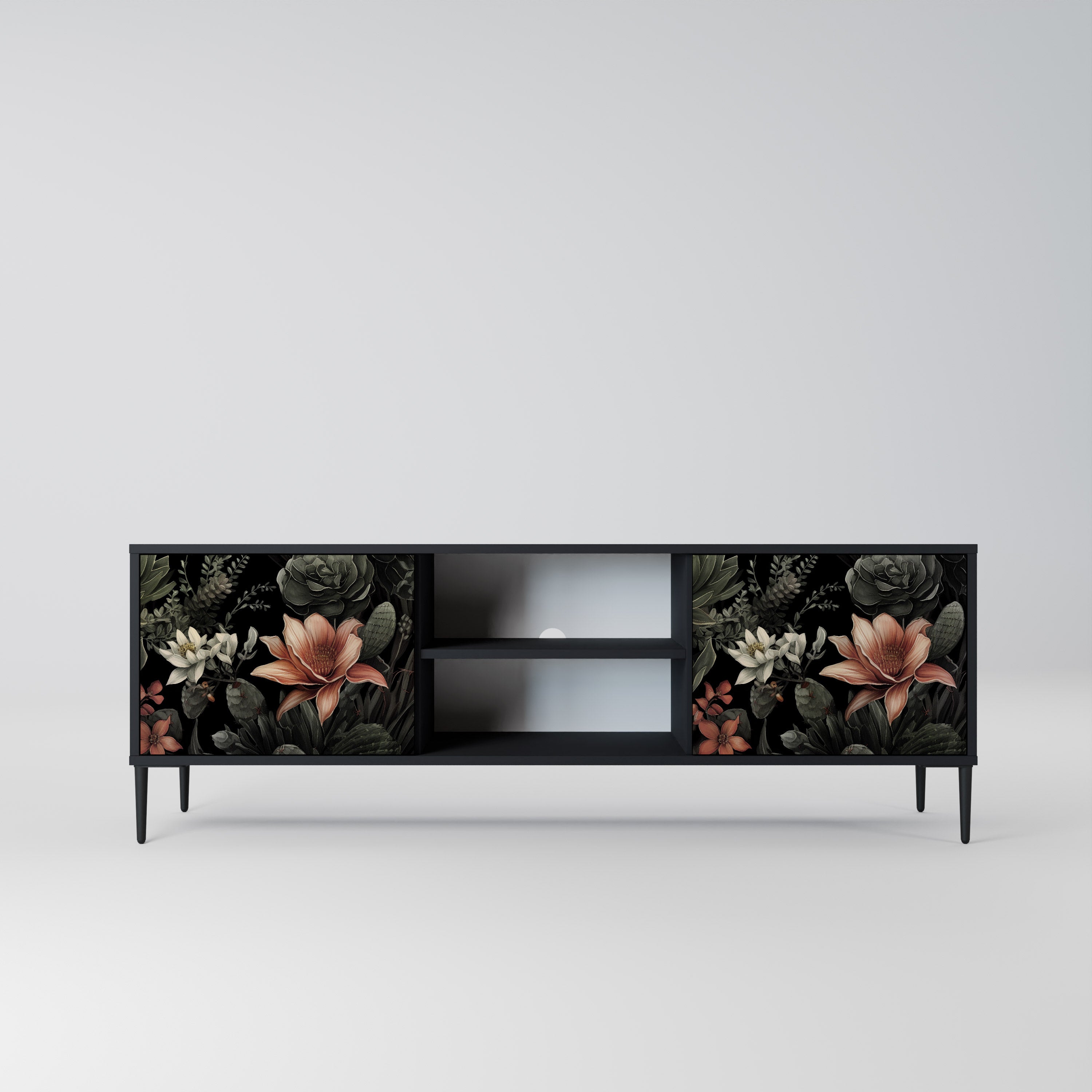 Mueble de TV SECRET VERDURE de 2 puertas con acabado negro