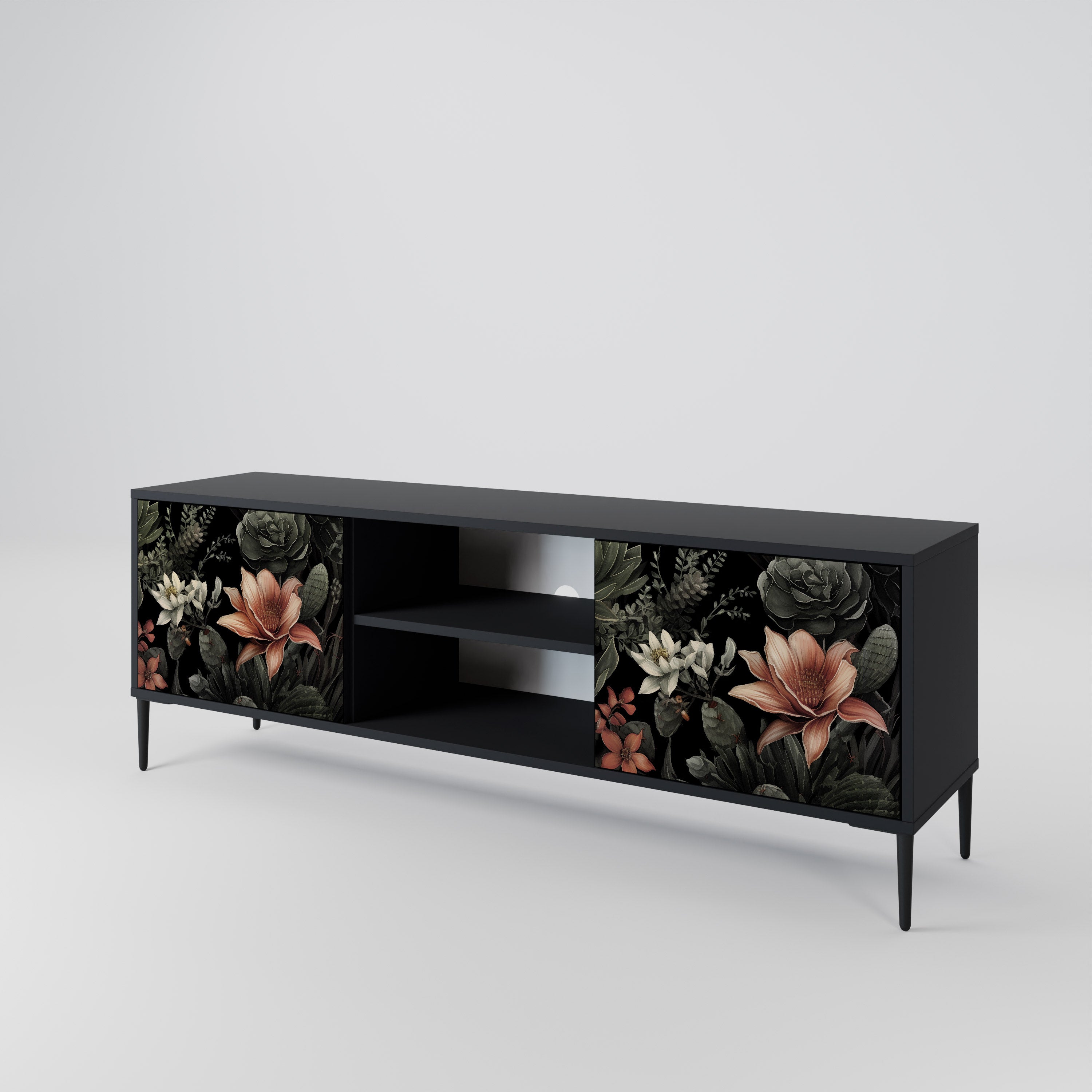 Mueble de TV SECRET VERDURE de 2 puertas con acabado negro