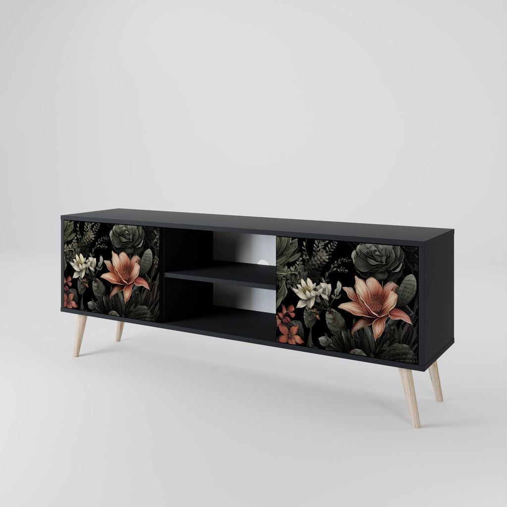 Mueble de TV SECRET VERDURE de 2 puertas con acabado negro