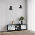 PALM VEIL 2-Door TV Stand in Black Finish