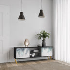 PALM VEIL 2-Door TV Stand in Black Finish