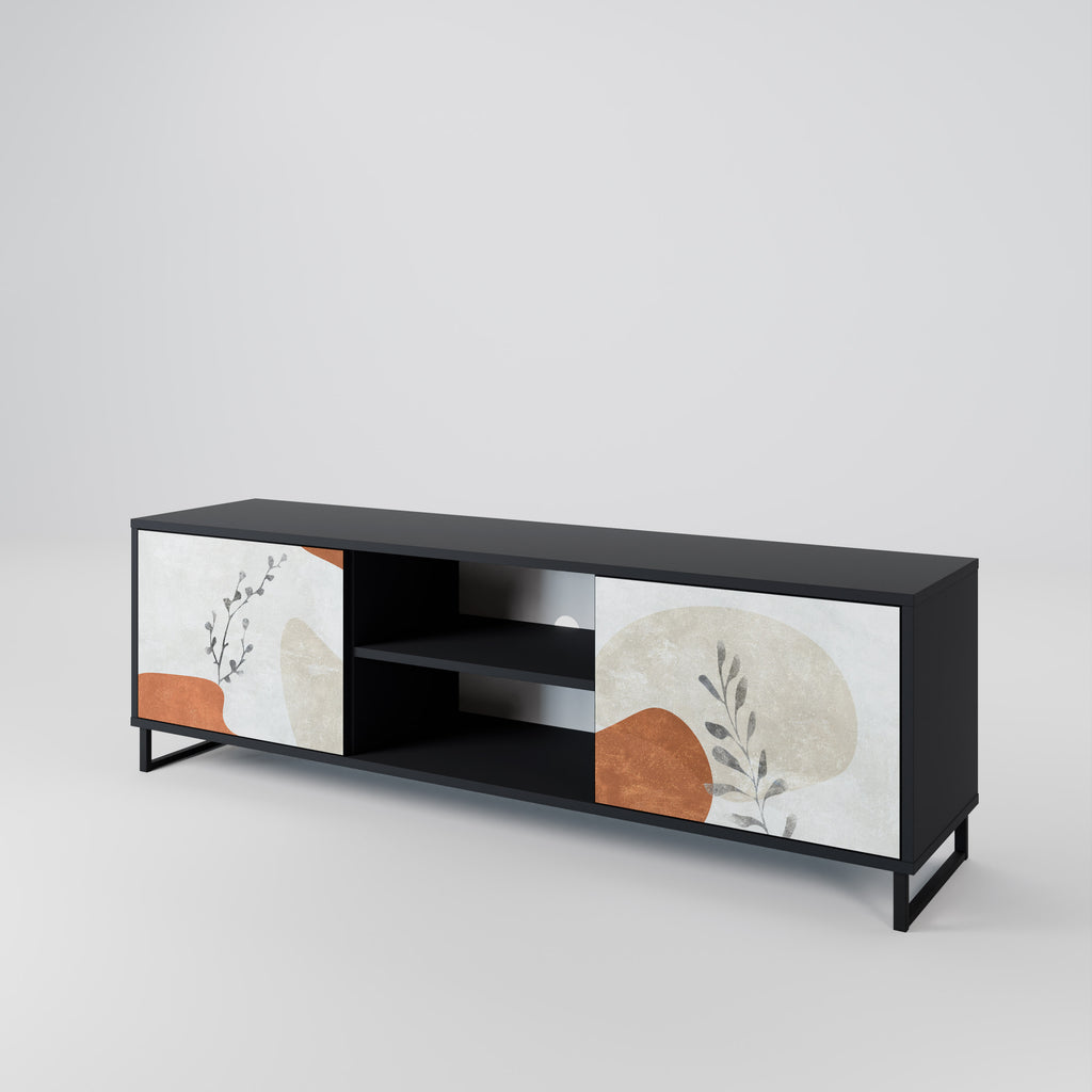 Mueble de TV TRANQUIL TWIG de 2 puertas con acabado negro