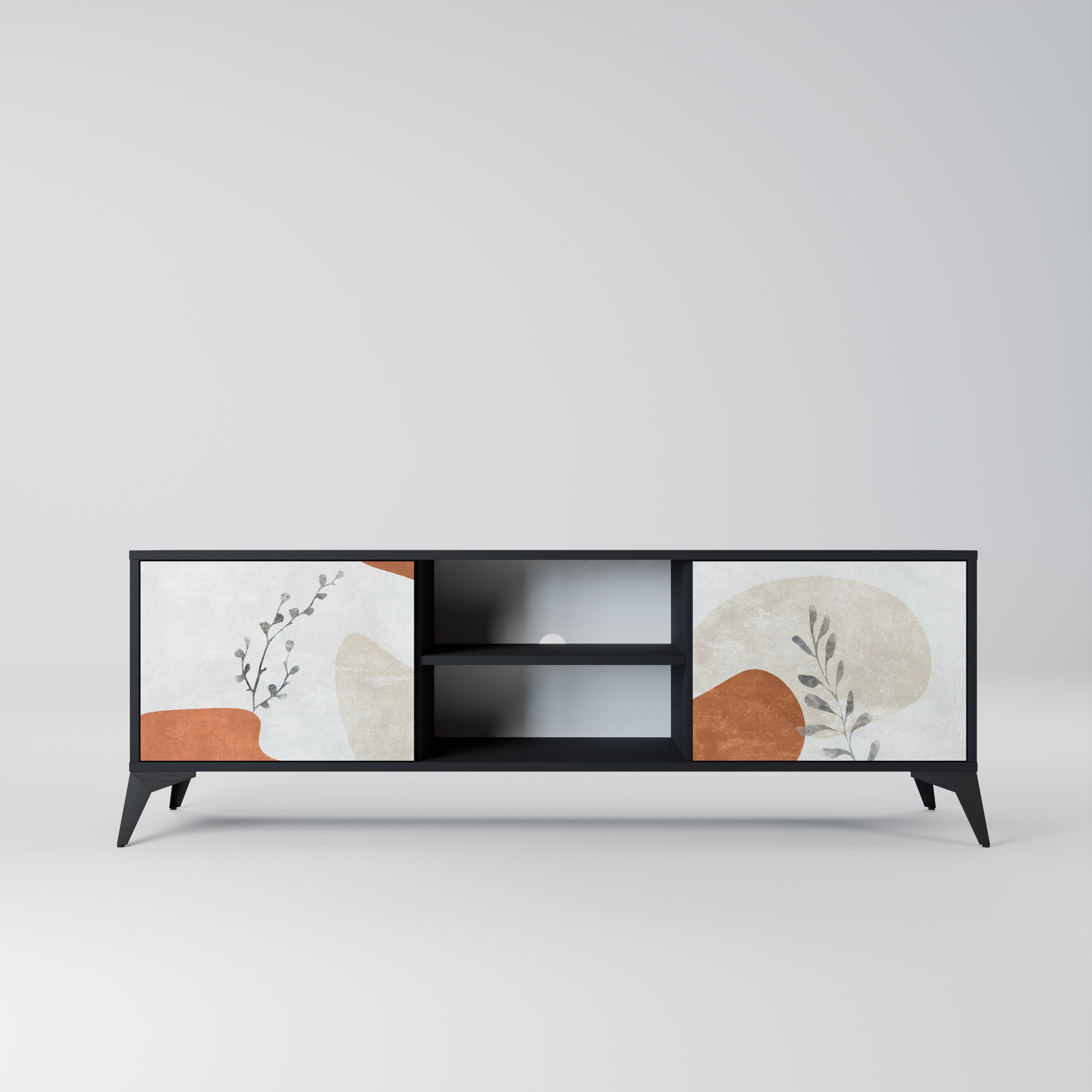 Mueble de TV TRANQUIL TWIG de 2 puertas con acabado negro
