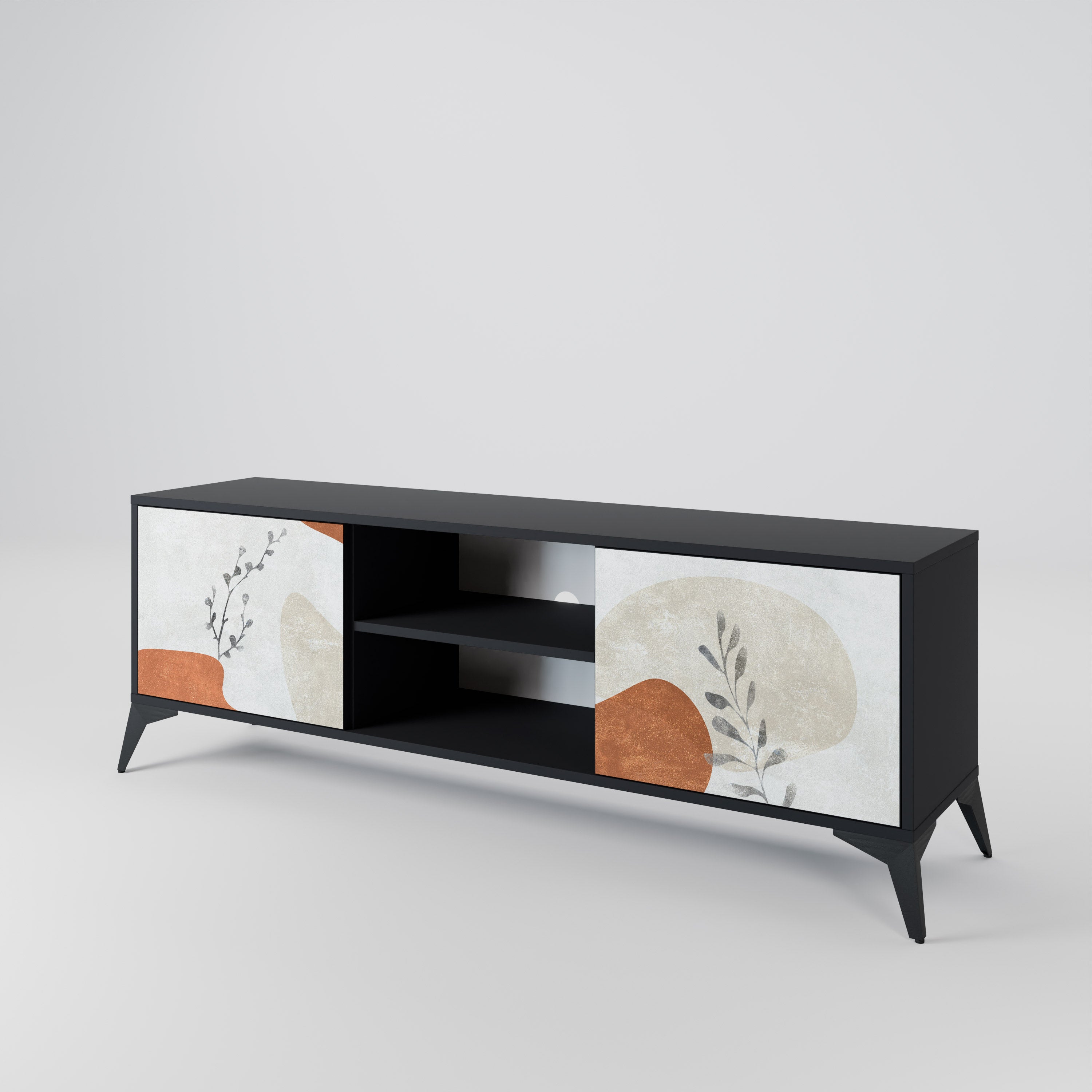 Mueble de TV TRANQUIL TWIG de 2 puertas con acabado negro
