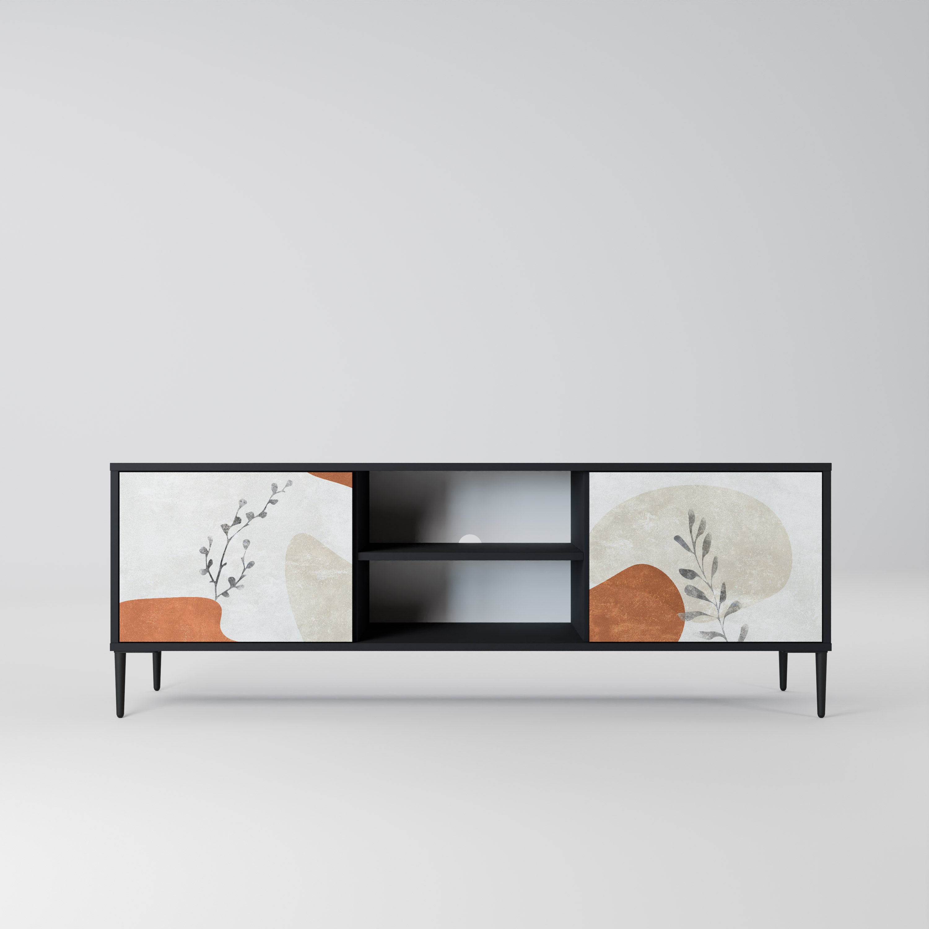 Mueble de TV TRANQUIL TWIG de 2 puertas con acabado negro