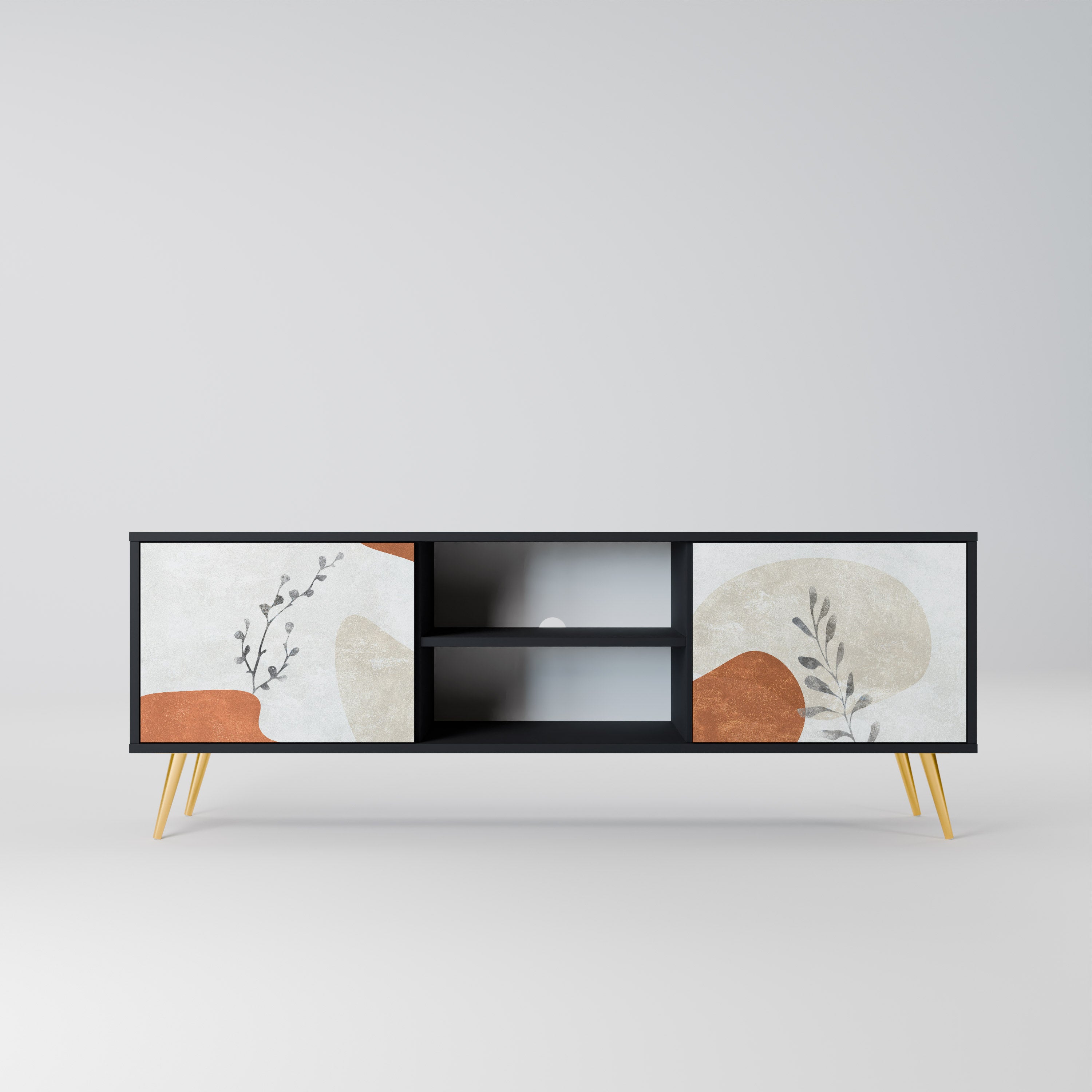 Mueble de TV TRANQUIL TWIG de 2 puertas con acabado negro