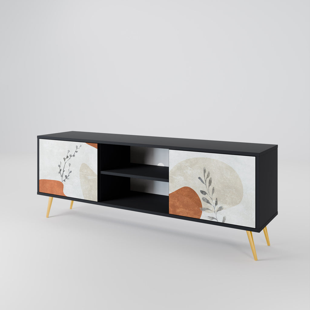 Mueble de TV TRANQUIL TWIG de 2 puertas con acabado negro