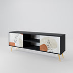 TRANQUIL TWIG Mueble de TV de 2 Puertas en Acabado Negro