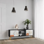 TRANQUIL TWIG Mueble de TV de 2 Puertas en Acabado Negro