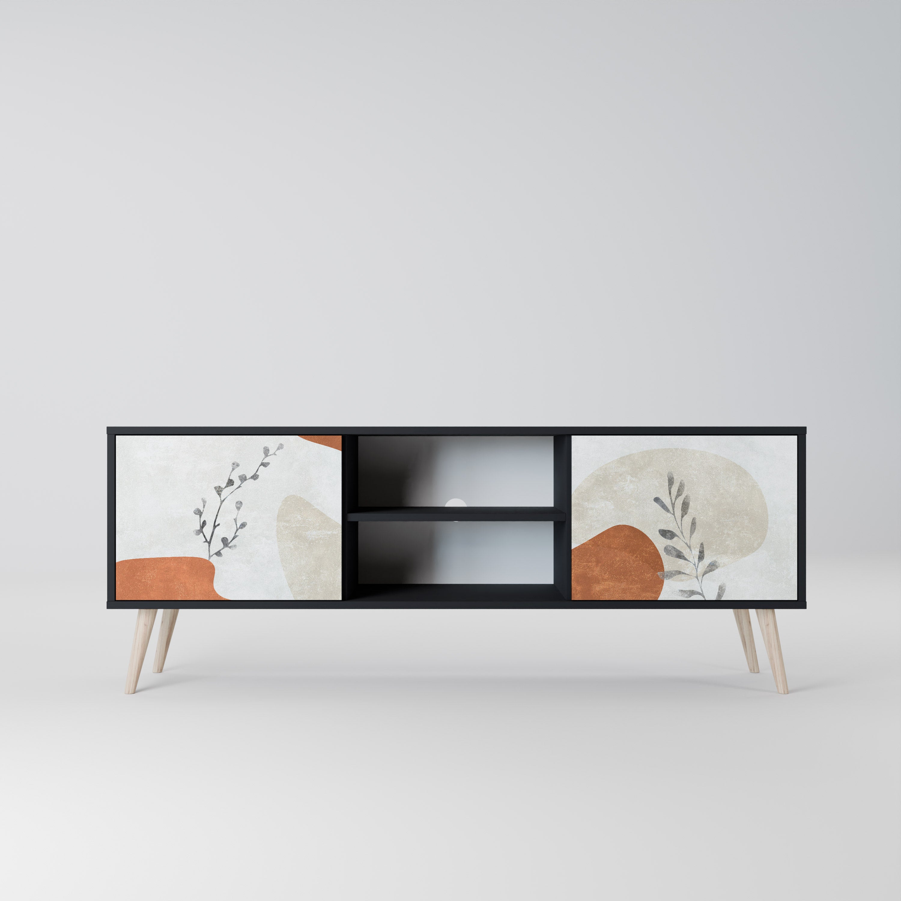 Mueble de TV TRANQUIL TWIG de 2 puertas con acabado negro