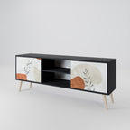 TRANQUIL TWIG Mueble de TV de 2 Puertas en Acabado Negro