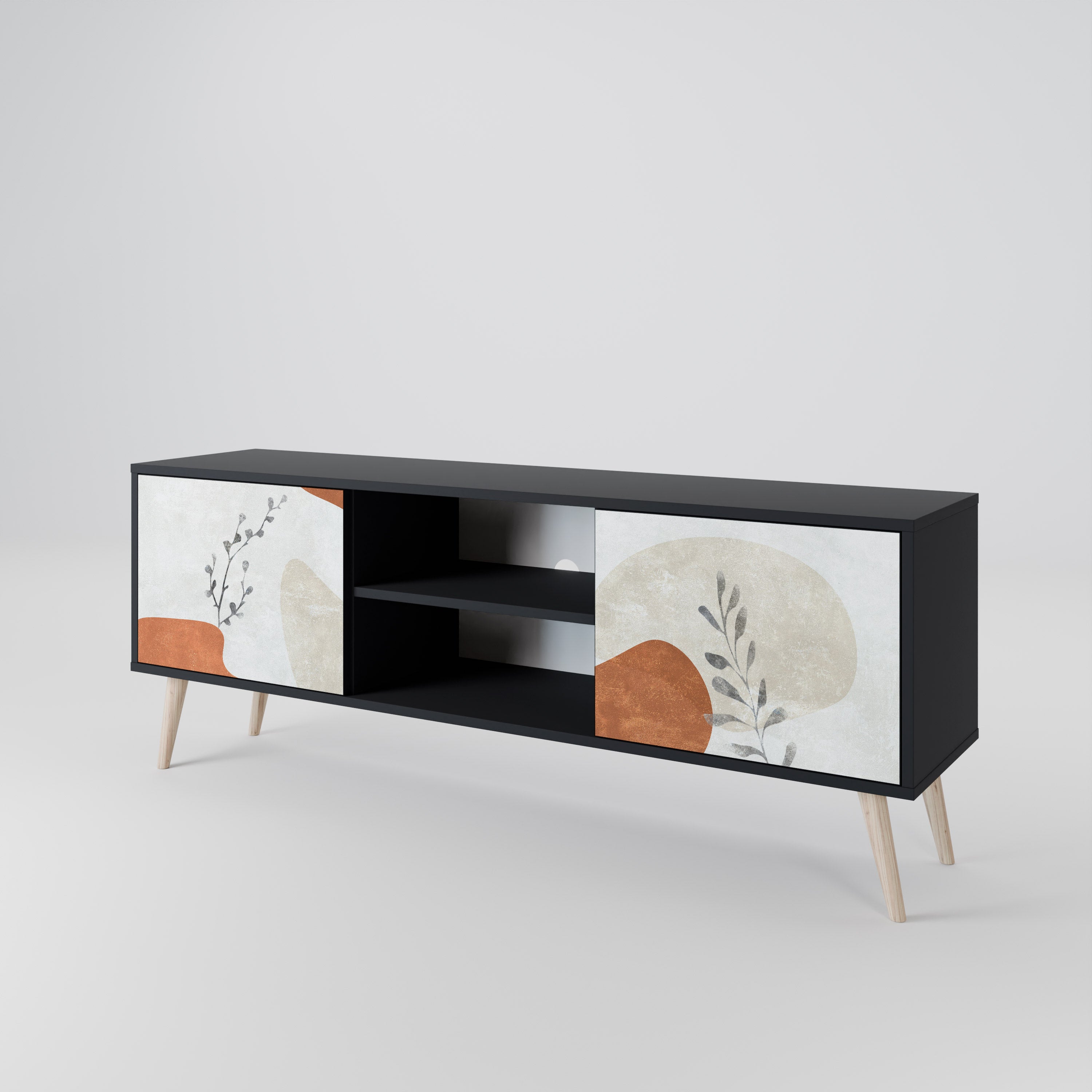 Mueble de TV TRANQUIL TWIG de 2 puertas con acabado negro
