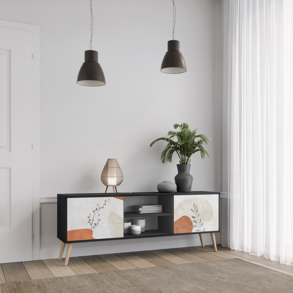 Mueble de TV TRANQUIL TWIG de 2 puertas con acabado negro