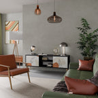 TRANQUIL TWIG Mueble de TV de 2 Puertas en Acabado Negro