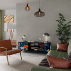 MIDNIGHT BLOSSOM 2-Door TV Stand in Black Finish